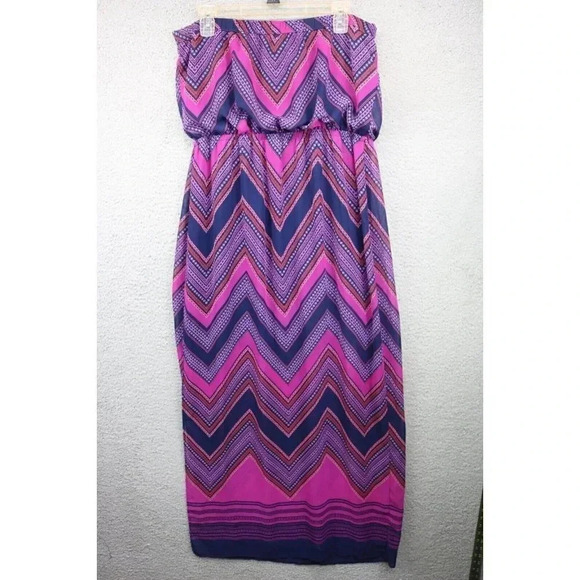 Express Women's Strapless Maxi Dress-Large-Chiffon-Lined Half-way-Slit on 1 Side - Picture 7 of 7